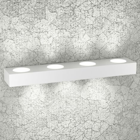 Applique moderna top light beaside 1190 a7 gx53 led metallo biemissione lampada parete, finitura metallo bianco