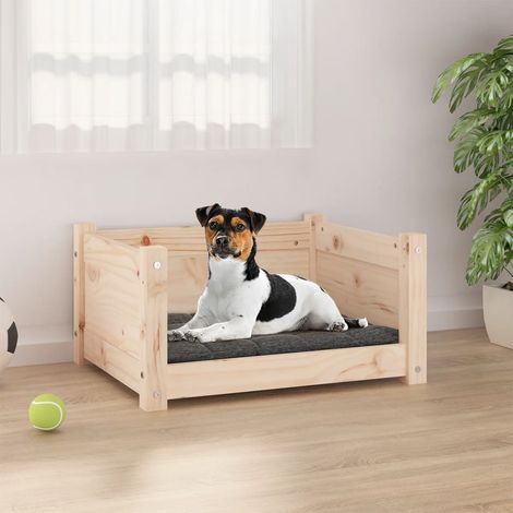 Vidaxl – Lit pour chien en bois massif de pin 55,5x45,5x28 cm – Parois latérales de soutien – Design minimaliste pour confort