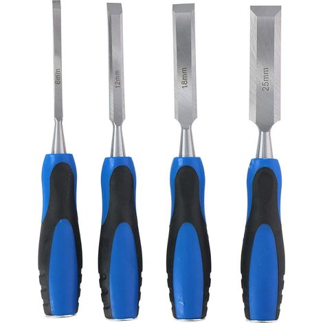 Set 4 Scalpelli per Intaglio Legno Misure 6-12-18-25mm in Acciaio Falegname (1/2)