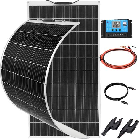 Sistema de paneles solares, capacidad de 200 W, alta eficiencia, kit solar de 12 V/24 V y 200 W (1/2)