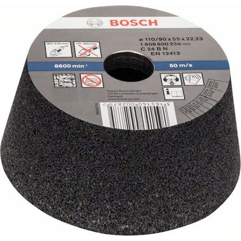 Bosch – Meule boisseau conique pour béton 90 mm – Carbure de silicium – Vitesse max 8500 tr/min – 1 pièce – 1608600239
