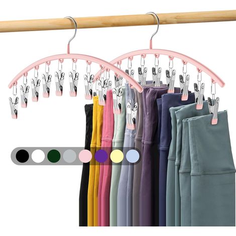 Leggings-Organizer für den Kleiderschrank, Metallbügel für Yogahosen, 2er-Set, platzsparend, rosa