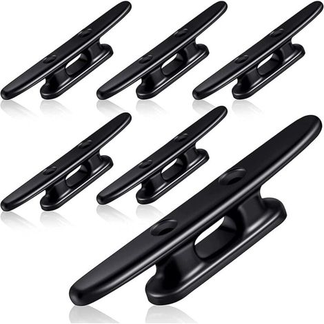 Taquets noirs de bateau, 6 pièces, taquets de quai de bateau, taquet de canoë, taquets en Nylon de 4 pouces pour accessoires d'amarrage de bateau (1/4)