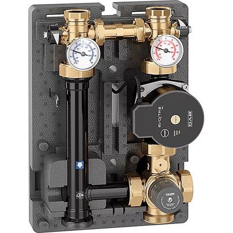 Gruppo di regolazione termostatica per impianti di riscaldamento, DN 25. Regolazione temp. 25-50 °C Caleffi 166600HE5  Nero (1/3)