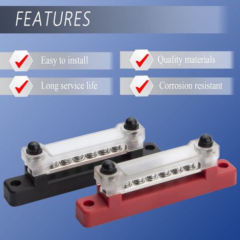 ZEALfix Universal-Sammelschienenblock 150A 12V mit M6 x 2 und M4 x 6 Steckverbindern für Autos, Wohnmobile, Yachten und Boote (1/5)