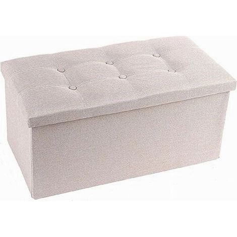 Pouff Puff Pouf Contenitore Imbottito Portaoggetti Seduta Beige 76x38x35cm 79425