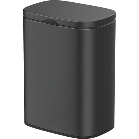 1 poubelle murale,5 litres,fermeture automatique,acier laqué,noir mat,salle de bain,cuisine