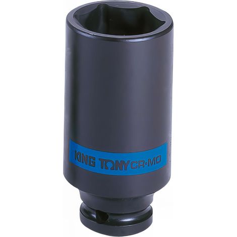 Douille à choc longue 6 pans métrique 1/2" – 41 mm – Chrome molybdenum – Finition phosphatée – DIN 3121 – King Tony (1/4)