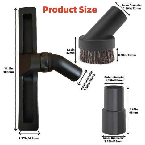 NALOOKAMIC Brosse ronde à poussière en crin de cheval pour aspirateur Hoover/Eureka/Royal/Dirt Devil/Rabow Cleaner
