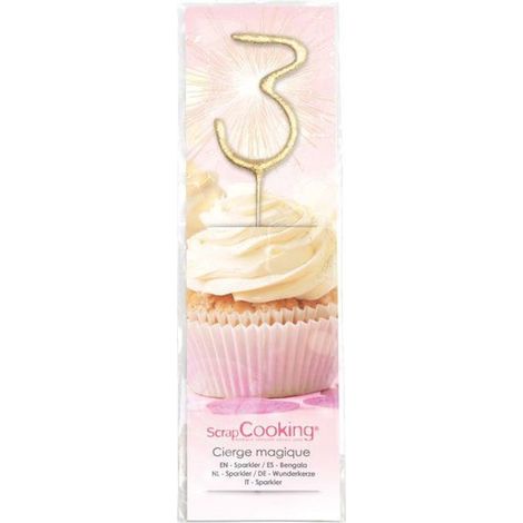 Bougie magique 17,5 cm - chiffre 3