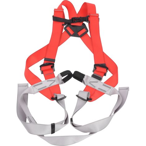 Harnais d'escalade intégral en polyester rouge et gris, ceinture de sécurité pour la protection en extérieur