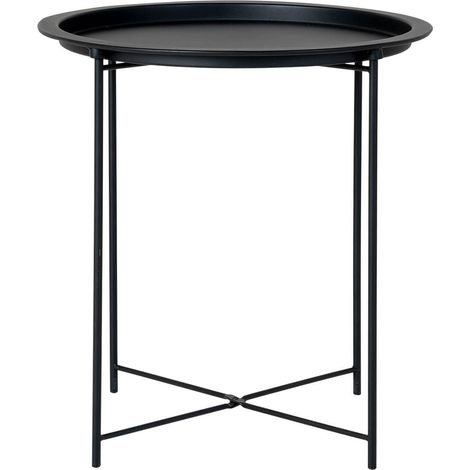 VALINCO - Table d'Appoint Ronde Ø47cm Acier Noir (1/5)