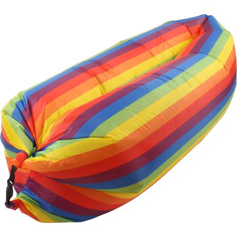 Canapé gonflable, indéchirable et portable, avec sac de rangement, convient aux adultes et aux enfants, couleurs arc-en-ciel. (1/5)