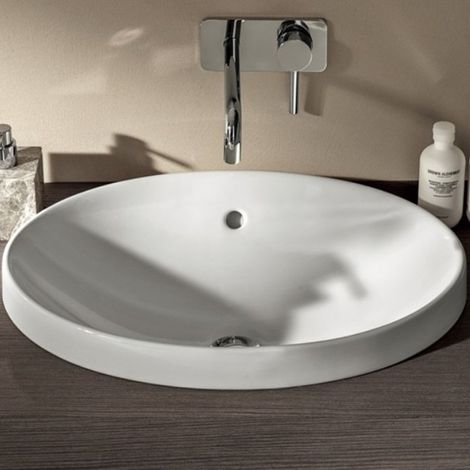 Lavabo a Incasso 55x 40xh17.8 cm - GEBERIT Linee Morbide - In Ceramica - Soprapiano - Bianco (1/2)