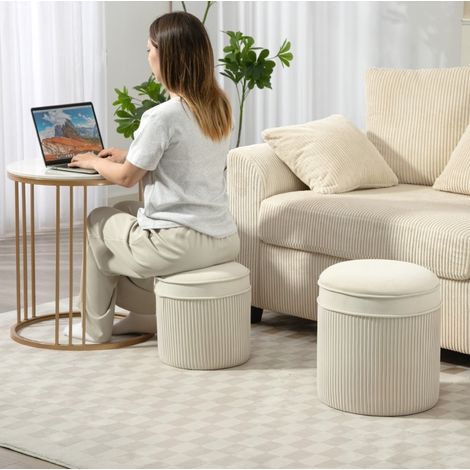 Sillón baúl apilable con almacenaje crema blanco OKMYHOME (1/5)