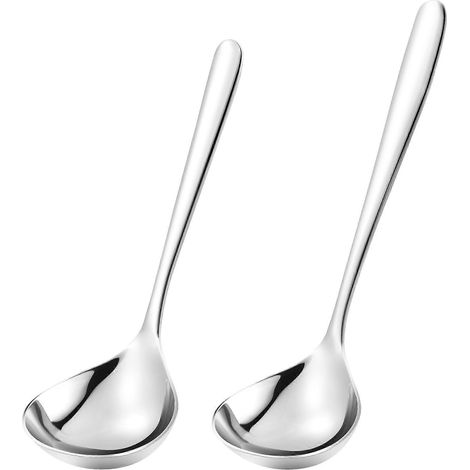 Lot de 2 cuillères à soupe, louches de cuisine profondes, ustensiles de cuisine en acier inoxydable antirouille (1/3)