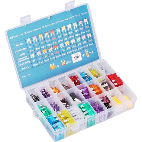 Kit de fusibles pour voiture, lame aluminium, assortiment auto 2-40A, avec extracteur (1/5)