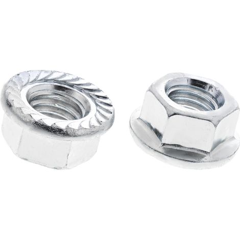 Ecrou hexagonal à collerette de diamètre 10.8mm, M10, Acier Galvanisé brillant ( Prix pour Sachet de 50 )