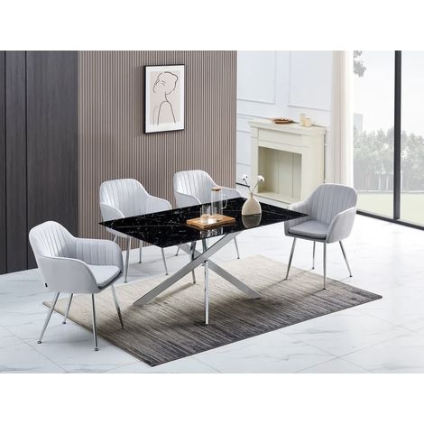 Table Repas JESSICA Chrome Transparent 150cm