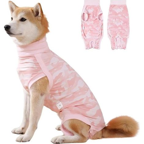 Abbigliamento per animali domestici - Tuta per cagnoline - Traspirante - Anti-leccamento, adatta per il recupero dopo sterilizzazione/castrazione, rosa, taglia M