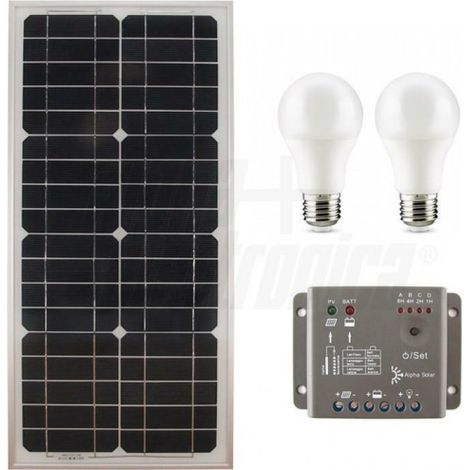 Alpha elettronica kit fotovoltaico 27w  12v  con regolatore e lampade led batteria non inclusa kit27-sb (1/2)