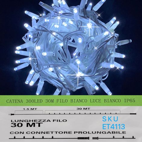 catena luminosa 300 led 30 metri filo bianco luce bianco ip65 /ET4113 (1/2)
