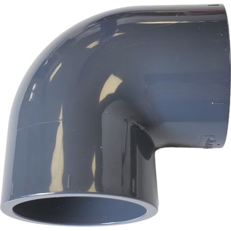 Coude PVC pression 90° diamètre 63mm – Femelle/Femelle à coller – Pour chantiers humides et espaces confinés – Piscineo (1/3)