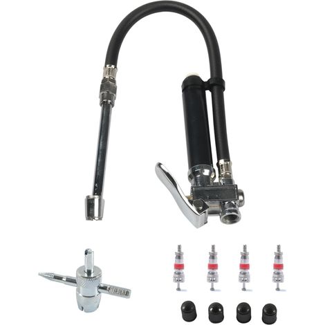 Gonfleur de pneu 30,5 cm Manomètres flexibles 20–120PSI 1/4NPT OffsetDouble tête Remplissage de pneu avec tuyaux (1/5)