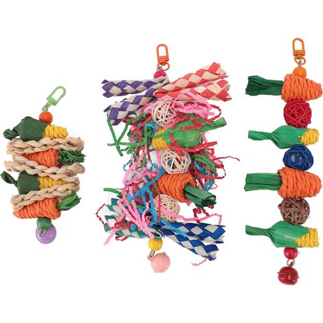Ensemble de jouets à mâcher pour perroquets, déchiquetage d'oiseaux, résistant aux morsures, Cage de réduction de l'anxiété suspendue pour perruches, tourtereaux (1/5)