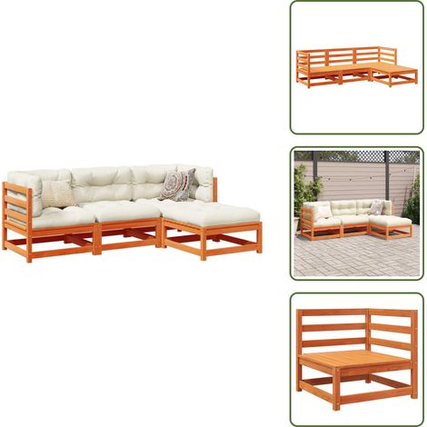 Mobili da giardino - vidaXL Set Divani da Giardino 4 pz Marrone Cera Legno Massello di Pino - Divano in legno
