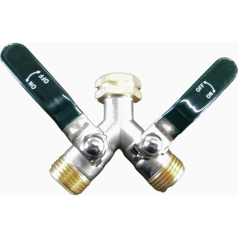 Sollbry Distributeur d'eau en laiton de type Y, robinet à double sortie pour machine à laver, robinet à double sortie avec deux vannes à bille indépendantes, adapté à une utilisation intérieure et ext (1/5)