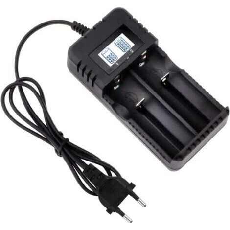 18650 Battery Charger, 2 Slots Universal Smart Fast Charger with LCD Display, Compatible with a Variety of 3.7V 266 Li-ion Batteries (1/4)