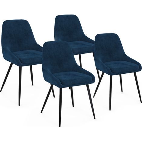 Set di 4 sedie THALYA in velluto blu con braccioli (1/5)