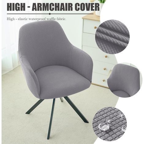 Housse de Chaise avec Accoudoirs Imperméable Housses Chaise de Salle à Manger Extensible Couverture Fauteuil Bureau Lavable Protection Chaise pour Cuisine Salon Hôtel 2 Pièce Gris Clair (1/5)