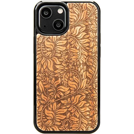 Coque en bois motif feuilles de pommier pour iPhone 13 Mini (1/3)