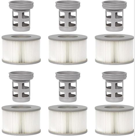 Lot de 6 Accessoires de Spa pour MSP, Comprend 6 adaptateurs de Base à Visser, 6 filtres de Piscine gonflables, Filtre de Piscine de Type Spa ondulé (1/5)
