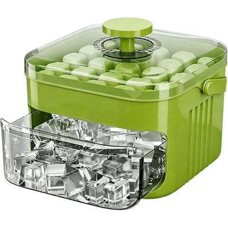 Machine à glaçons à 50 compartiments avec couvercle à pression, bac à glaçons à double couche, boîte de rangement et poignée, moule à glaçons portable sans BPA, réutilisable, convient pour le whisky, (1/5)