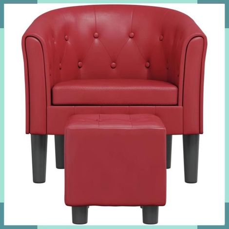 Chaise cabriolet - 356467 - Rouge bordeaux - Similicuir - Avec repose-pied (1/5)