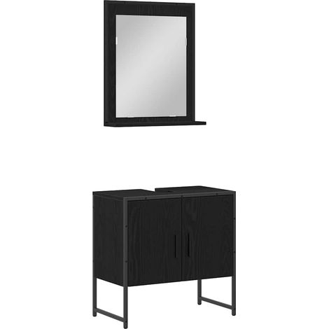 Maison Exclusive - Badezimmermöbel-Set Wandmontiert 2 pcs Schwarz