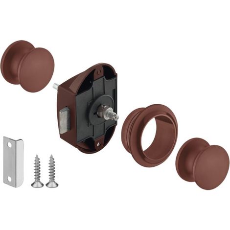 Serratura a pressione con pulsante, modello grande, interasse 25 mm, utilizzabile da entrambi i lati, ideale per barche, caravan, camper, furgoni, marrone (1/3)
