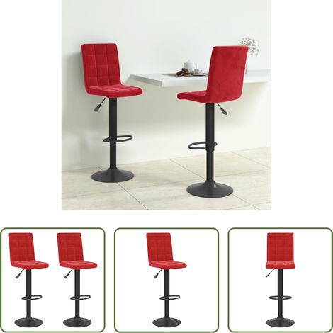 Tabouret de bar - Tabourets de bar lot de 2 rouge bordeaux velours (1/5)