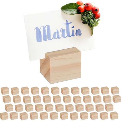 Porta biglietti in legno, set da 48, autoportanti, per menù, biglietti da visita, cartoline, catering, matrimoni, natura