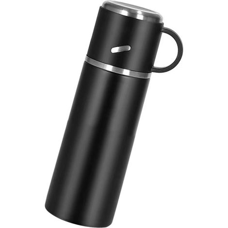 Isolierte Wasserflasche/Reisebecher/Edelstahl-Vakuumflasche, geeignet für heiße und kalte Getränke, 16 oz/480 ml (schwarz). (1/5)