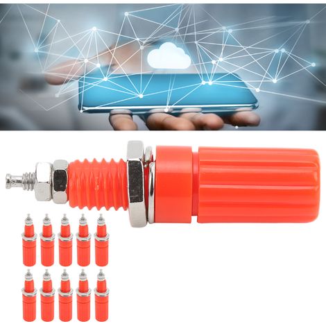 24.340 Bornier M3 à vis métallique de 4 mm, borne de test, borne de mise à la terre, rouge (1/5)