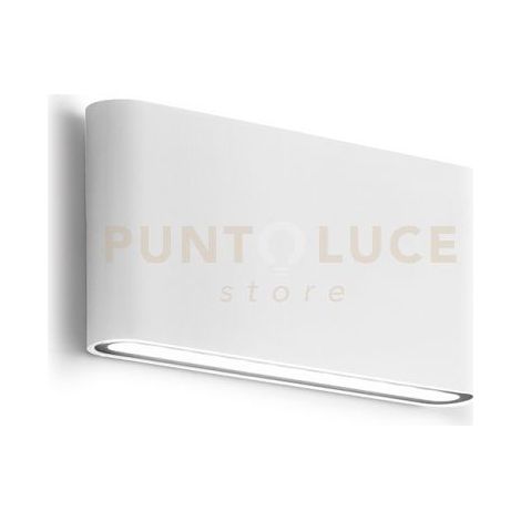 GES880N- APPLIQUE  BIANCA A LED 4000K 680LM 2X6W BIEMISSIONE  IP54 ALLUMINIO E VETRO 17,5CM