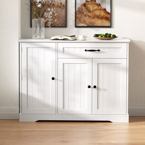 Buffet moderne et élégant , 3 portes et 1 tiroir, meuble pour salle à manger, salon et entrée, blanc (1/5)