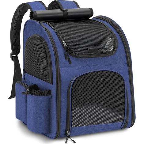 Katzen-Hunde-Rucksack, maximale Belastung 10 kg, Katzen-Hunde-Transporttasche, Rucksack für Katzenhunde mit Netzfenster, geräumige Reisetasche für Hunde und Katzen mit integrierter Leine und Matte – B (1/5)