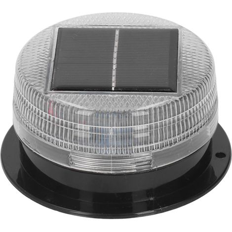 Feu de signalisation solaire avec 6 LED, couleurs rouge et bleue alternées, étanche, rond, portable. (1/5)