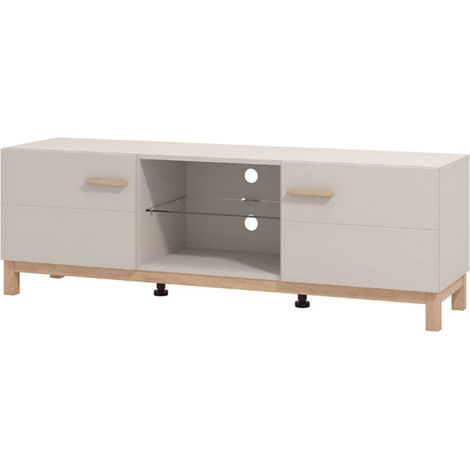 Mueble para TV Dosimo, un estante, 2 puertas, 4 compartimentos, 154x42x51h cm beige