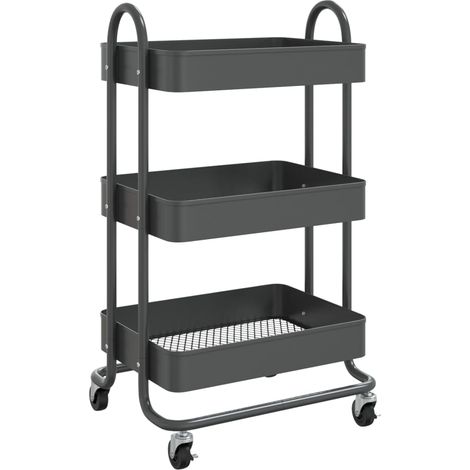 Chariot à 3 niveaux Anthracite 43x34x79 cm Acier CFW323725